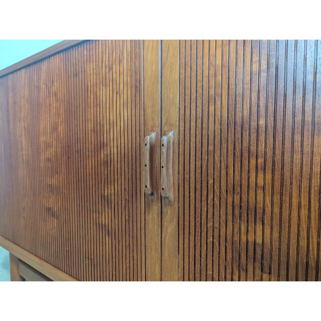 1960s Danish Mid Century Modern Teak Tambour Door Credenza by Worts Mobler For Sale - Image 10 of 12