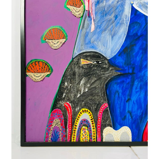 Red Monumental Mixed Media Painting by Mexican Artist Jesus Tellosa, Signed & Dated For Sale - Image 8 of 18