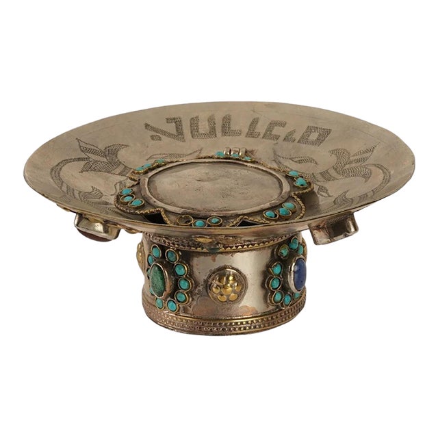 Antique Judaica Silvered Silver Ritual Water Dish Mayim Achronim Vessel For Sale