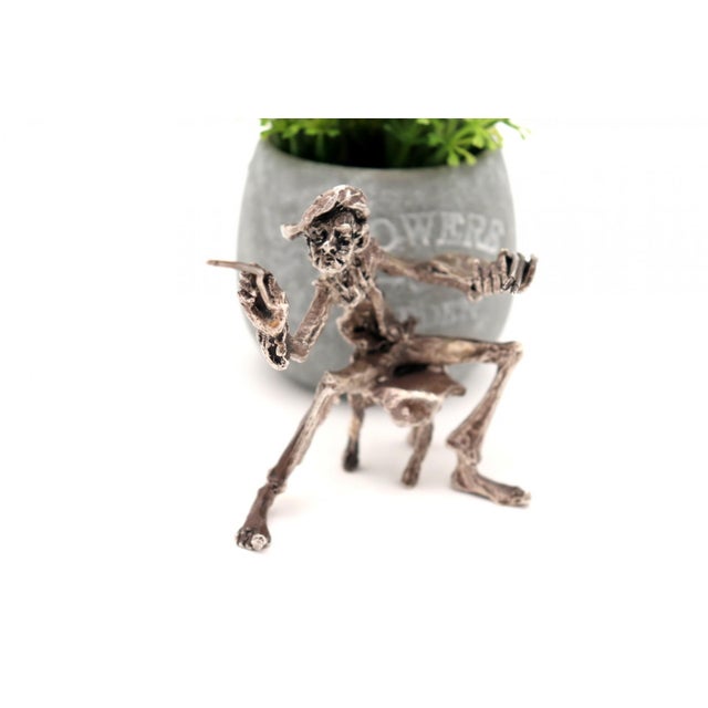 Silver Painter Sitting on Bench with Palette and Brushes For Sale - Image 6 of 7