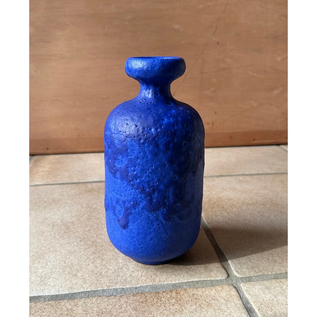 Studio Ceramic Art Vase with Blue Lava Glaze by Hartwig Heyne for Hey Keramik, West Germany, 1970s For Sale - Image 12 of 16