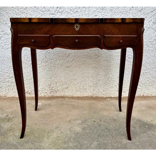 1940s 1940s French Louis XV Vanity Table with Mirror and Side Drop Leaves For Sale - Image 5 of 10
