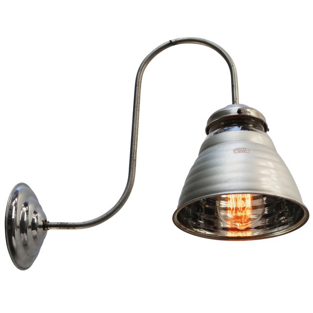 Mercury mirror glass sconce, wall lamp with zeiss ikon glass nickel glass holder and wall plate with mirror glass shade...