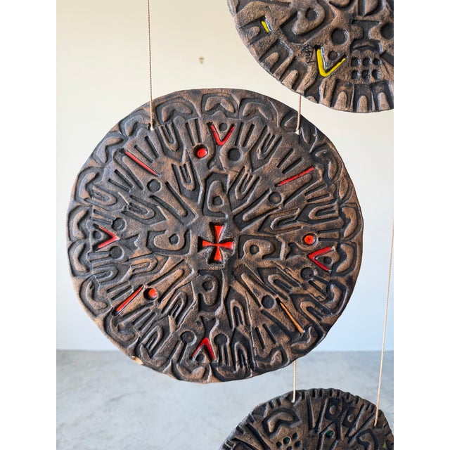 Large - Mid-Century Modern Signed Pottery Hanging Wind Chime For Sale In Miami - Image 6 of 12
