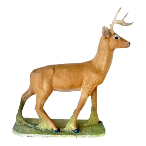 Life-Size Cast Concrete Deer Sculpture, Rustic Garden Accent