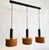 Lovely Scandinavian 3-part pendant light in very good vintage condition with light patina to the lacquered steel base....