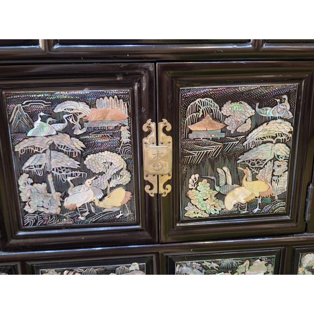 Vintage Korean Mother-of- Pearl Inlaid Apothecary Cabinet/Tall Chest For Sale In Los Angeles - Image 6 of 11