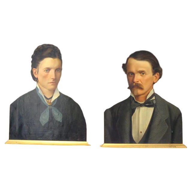 Italian Artist, Portraits, 1879, Oil Paintings, Framed, Set of 2 For Sale