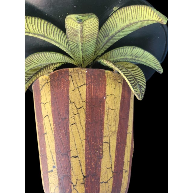 Vintage Palm Beach Regency Striped Painted Metal Palm Tree Wall Bracket / Shelf For Sale - Image 9 of 9