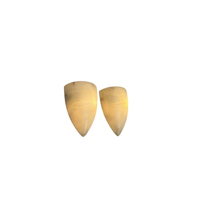 Large Art Deco Cocoon Shape Alabaster Wall Sconce, 1970s, Set of 2 For Sale - Image 10 of 11