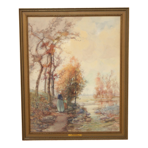 F. Van Vreeland 'Holland' Impressionist Style Framed Watercolor Painting