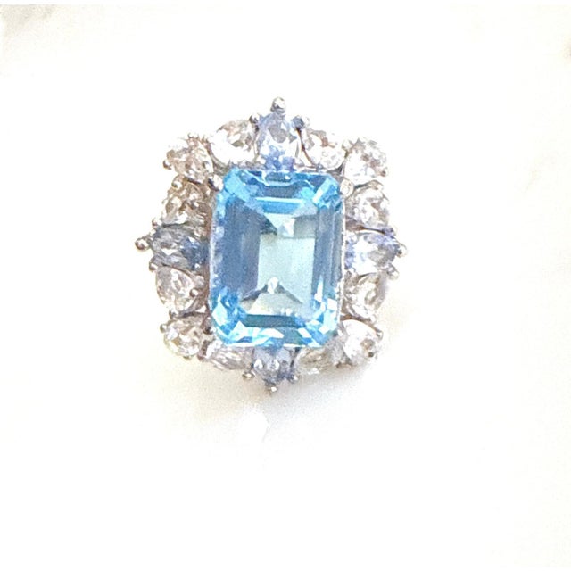 Metal Bochic "Capri" Vintage Blue Topaz Ring Set In 18K Gold & Silver For Sale - Image 7 of 18