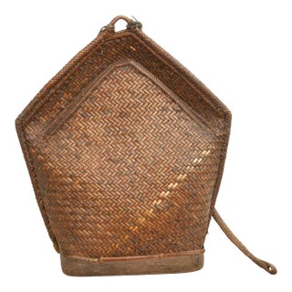 Large Antique Borneo Woven Harvest Carrier For Sale