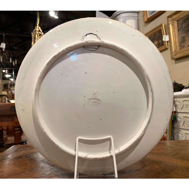 19th Century French Hand Painted Ceramic Duck Wall Platter Stamped J. Massier For Sale - Image 9 of 11