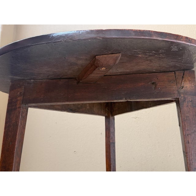 English Round Cricket Table of Patinated Oak From the Georgian Era For Sale - Image 9 of 9