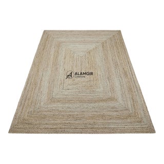 Handwoven Natural Jute Rectangular Minimalist Doormat Rug For Sale