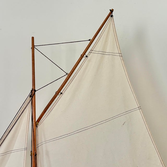 Vintage Coastal Scale Model of Sail Boat For Sale - Image 4 of 12