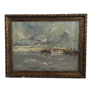 Vintage Impressionist Style Nautical Oil Painting Signed Sachse, Framed For Sale