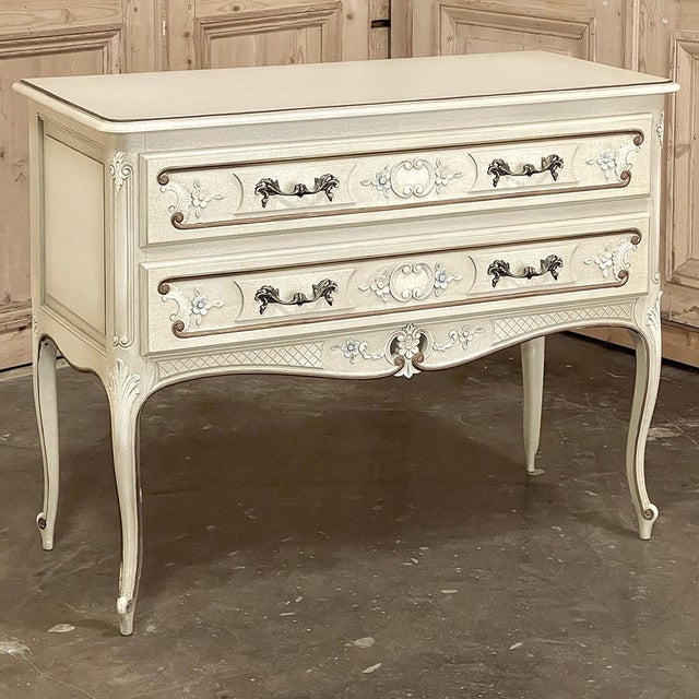 Vintage French Provincial Painted Commode For Sale - Image 4 of 18