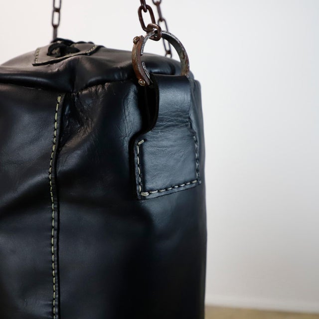 Mexican 1940s Handmade Leather Gym Punching Boxing Heavy Bag For Sale - Image 3 of 5
