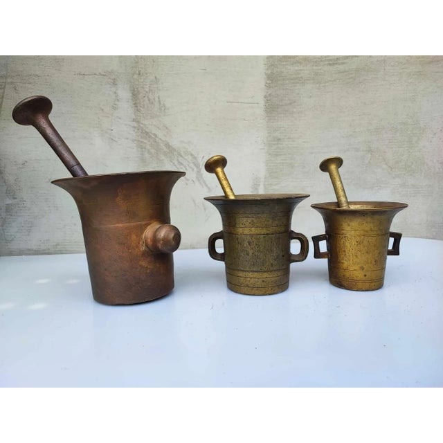 Brown Bronze Mortar, 1890s, Set of 3 For Sale - Image 8 of 8