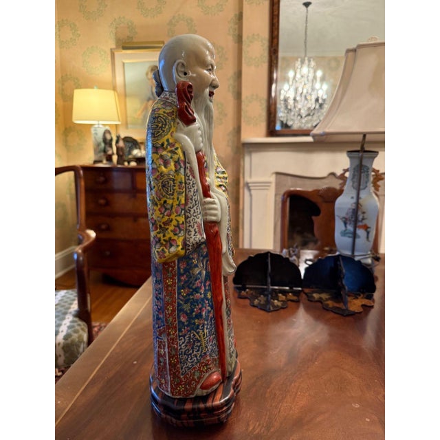 Blue Pair of Antique Chinese Famille Rose Style Figurines For Sale - Image 8 of 8