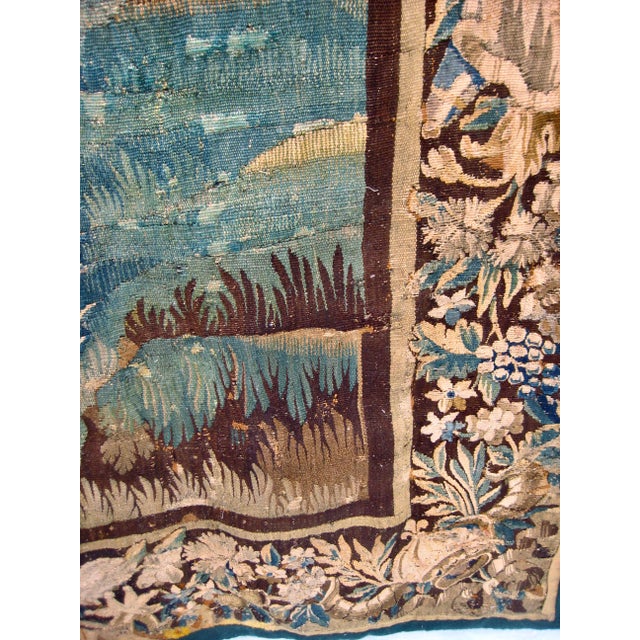 Early 18th Century French Aubusson Verdure Landscape and Royal Crown For Sale - Image 13 of 18