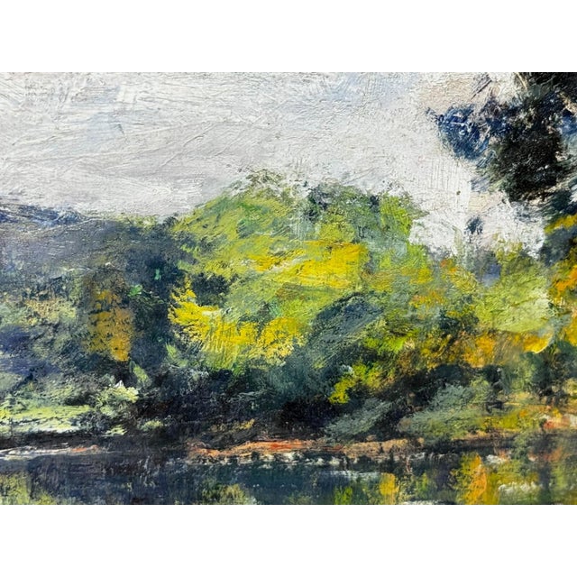 Early 20th Century French Impressionist Oil Painting Fisherman on the River Orne, Normandy — C. 1920 Signed by André Prévot-Valéri For Sale - Image 5 of 18