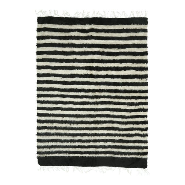 Vintage Turkish Hand-Knotted Wool Cotton Brown Kilim Area Rug For Sale