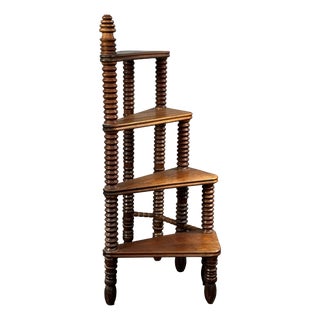 Mid-Century French Turned Wood Library Steps in the style of Charles Dudouyt, 1950s For Sale