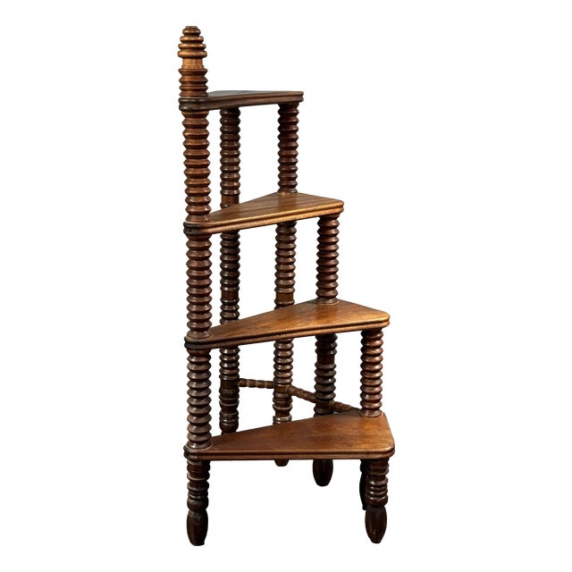 Mid-Century French Turned Wood Library Steps in the style of Charles Dudouyt, 1950s For Sale