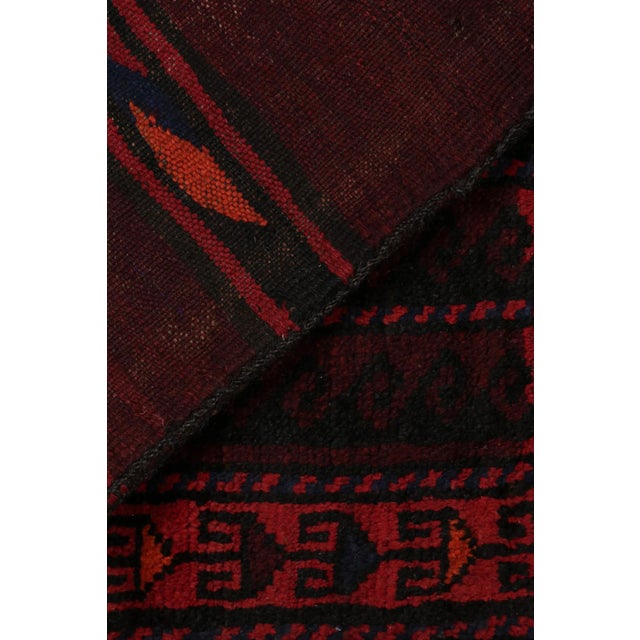 Textile Rug & Kilim’s Baluch Scatter Rug in Burgundy and Indigo Geometric Patterns For Sale - Image 7 of 8