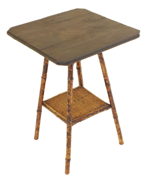Antique Bamboo and Leather Side Table from Liberty & Co., 1910