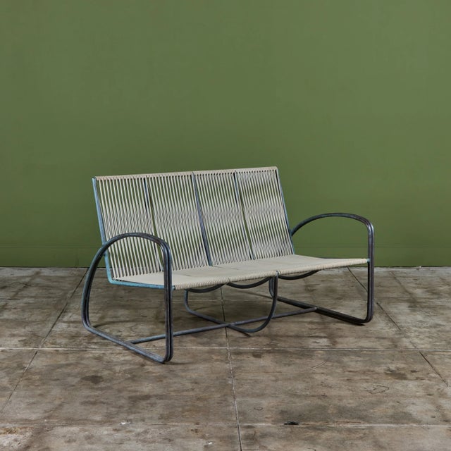 Walter Lamb for Brown Jordan Vinyl Bronze Patio Settee For Sale In Los Angeles - Image 6 of 18