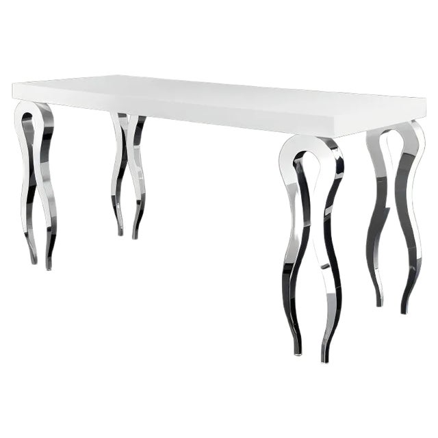 Italian Rectangular High Table Silhouette in Wood and Steel from VGnewtrend For Sale
