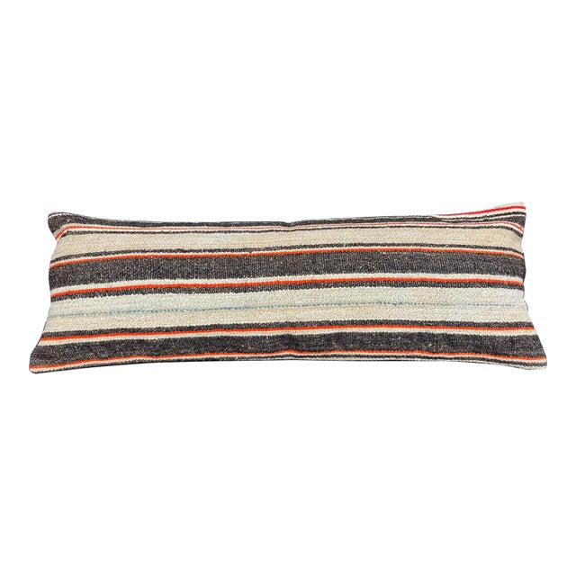 Turkish Hemp Pillow Cushion Natural Beige Black Cushion Cover 14x40 For Sale