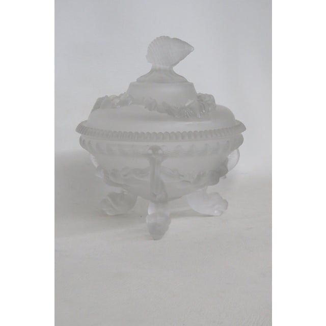 Portieux Vallerysthal Portieux Vallerystahl Satin Argonaut Shell Frosted Glass Candy Dish 4505b For Sale - Image 4 of 18