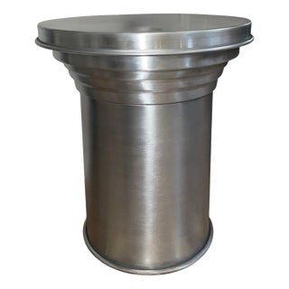Rl 06 Round Side Table in Brushed Aluminum by Caspal For Sale