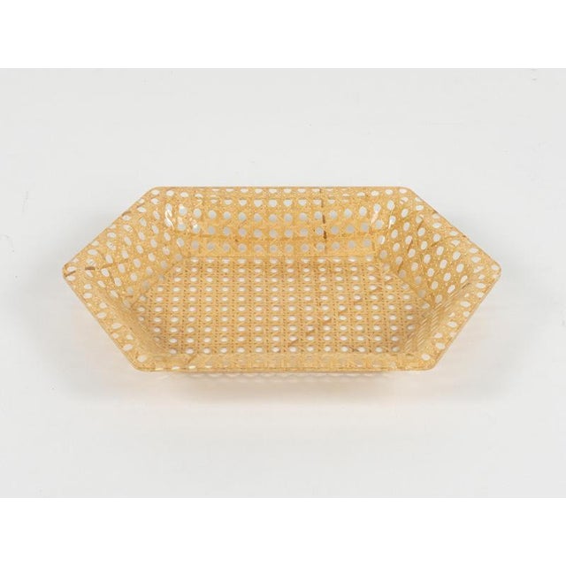 Vide-Poche in Acrylic Glass and Rattan from Christian Dior, 1970s For Sale - Image 3 of 12