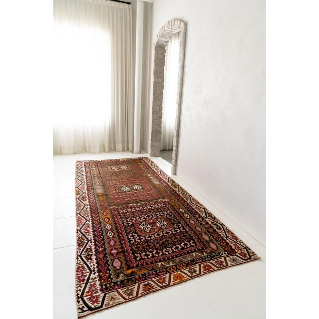 Abstract District Loom Vintage Kilim Gallery Rug | Paloma For Sale - Image 3 of 15