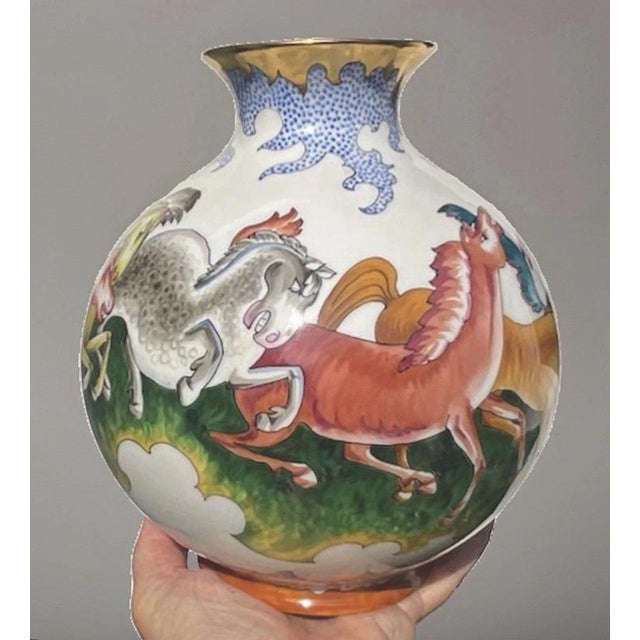 Art Deco Porcelain Vase with Horses by Franz von Zülow for Augarten, Vienna, 1935 For Sale - Image 4 of 18