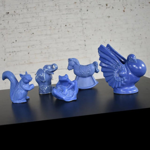 Mid Century Niloak Pottery Blue Vases and Objet d'Art 24 Piece Collection For Sale - Image 6 of 13