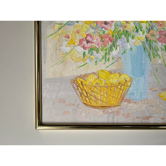 1970's Kenneth Kayl Heavy Impasto Floral Still Life Oil Painting, Framed For Sale - Image 11 of 13