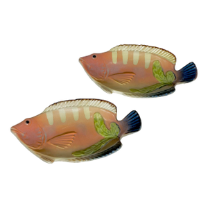 Pair of Vintage Fish Sculptural Bowls, Rainbow Trout