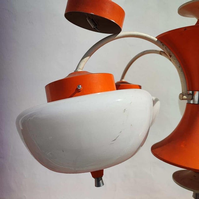 Vintage Space Age Style Opal Glass Chandelier, 1960s For Sale - Image 3 of 11