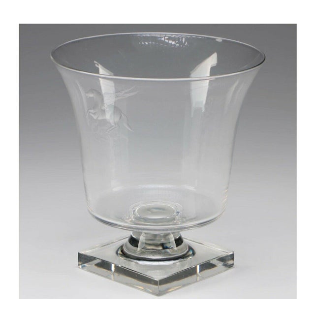 Vintage GORGEOUS STEUBEN GLASS INSPIRED by a Steuben Artist NEOCLASSICAL Artistically ETCHED PEGASUS (winged horse)LARGE...