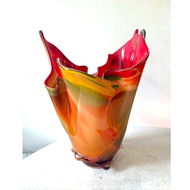 20thC Mid-Century Modern Colorful Murano Art Glass Sculptural Vase For Sale In New York - Image 6 of 7