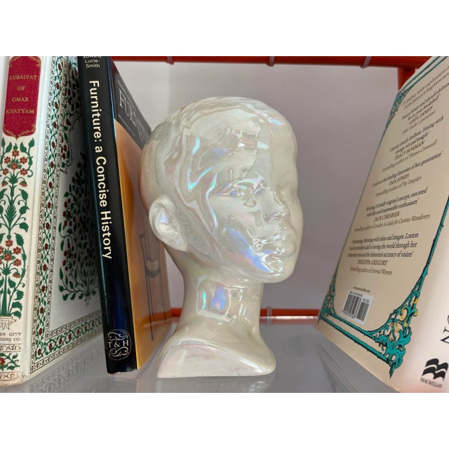 Mid-Century Modern Opalescent Ceramic Boy Bust, C1970 For Sale - Image 3 of 12