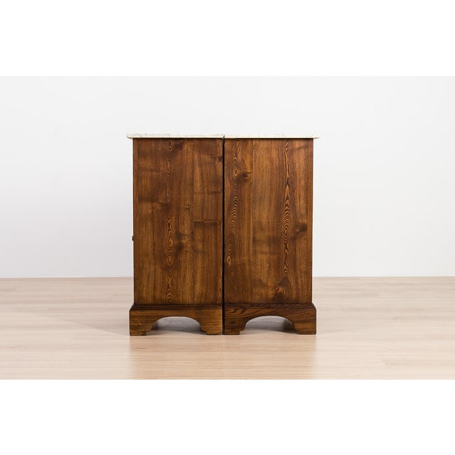 Art Nouveau German Ash Bedside Cabinets with Marble Tops, 1910, Set of 2 For Sale - Image 4 of 17