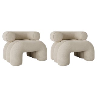 Set of Misty Beige Aurora Armchairs by Nelson Araujo For Sale